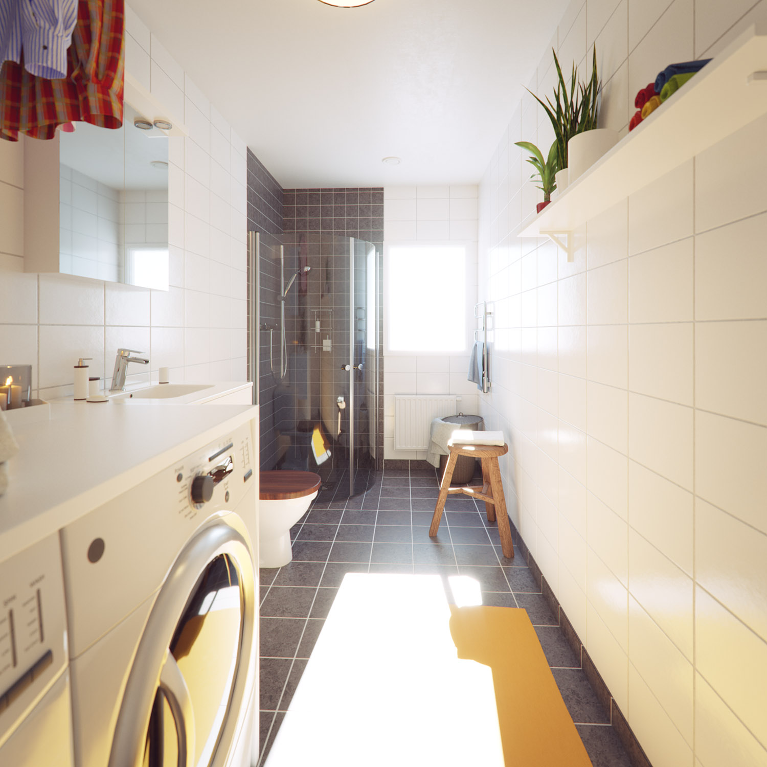 Looking into the bathroom